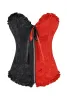 Black and Red Jacquard Overbust Zip Front Corset | Sayfutclothing