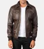 Aaron Brown Leather Bomber Jacket