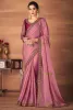 Saree in Mauvey Pink Silk Embroidered With Saree