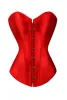 Satin Plain Plastic Boned Lace Up Trim Overbust Corset | Sayfutclothing