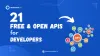 Open and free apis for testing and developing