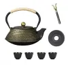 Cast Iron Teapot | Antique Vintage | With Stove | Black Blue Red