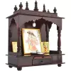 Buy Dark Maroon Color Wood Pooja Mandir With Door Online @ Best Design &amp; Prices | icarefurnishers