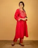 Rose pink chanderi silk kurta with pants - Set of 2 | Priya Chaudhary