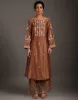 Buy beautiful brown embroidery chanderi silk kurta | Priya Chaudhary