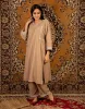 Light brown silk velvet kurta with pants - Set of 2