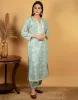 Best quality blue cotton printed kurta with pants - Set of 2 | PCL