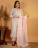 Buy pink cotton printed kurta with pants and dupatta - Set of 3