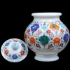 Designer Marble Inlay Marble Pots | Inlay Work Pot | The Handicraft Hub