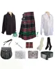 9 Pcs | Black Stewart Tartan Wedding Kilt Outfit