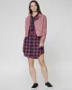Blue Checks Waist Tie Up Shirt Dress