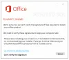 Resolving steps to troubleshoot Can't Verify the Signature