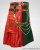 Modish Red and Black Leather Fashion Kilt