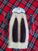 Genuine Leather White Horse Hair Full Dress Sporran with Black Horse Hair Tassels