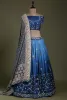 Blue Ombre Gota Embroidered Banarasi Silk Lehenga-HB1357