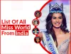 List Of All Miss World From India