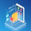Free Vector | Isometric smartphone and shopping cart with bag