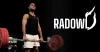 fitness male model wearing radowl gym stringer and doing deadlift exercise.