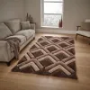 Vintage Fringe Traditional Distressed Rugs in Mocha Oyster | BeddingMillUK