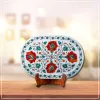 Oval Marble Inlay Tray With Carnelian And Malachite - Marble Inlay Handicraft Products
