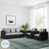 Bharat Lifestyle Tulip Fabric 3 + 1 + 1 Black Sofa Set