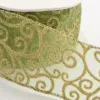 Ashprint London — Green Gold Lurex Scroll Ribbon for Christmas Gift...