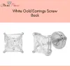 White Gold Earrings Screw Back